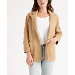 Quince 100% Organic Cotton Knit Blazer Size L Tan Beige